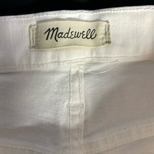 Madewell Jeans Slim Straight‎ Womens SZ 26P White W/ Red Tuxedo Stripe High Rise